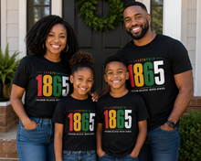 Load image into Gallery viewer, Juneteenth 1865 T-Shirt – Freedom Delayed Never Denied Celebration Tee
