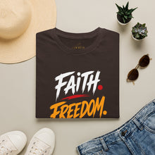 Load image into Gallery viewer, Faith Freedom Future T-Shirt — Bold Brushstroke Graphic Tee
