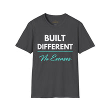 Load image into Gallery viewer, Built Different T-Shirt — "Built Different No Excuses Tee
