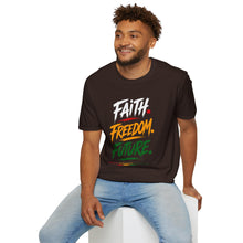 Load image into Gallery viewer, Faith Freedom Future T-Shirt — Bold Brushstroke Graphic Tee
